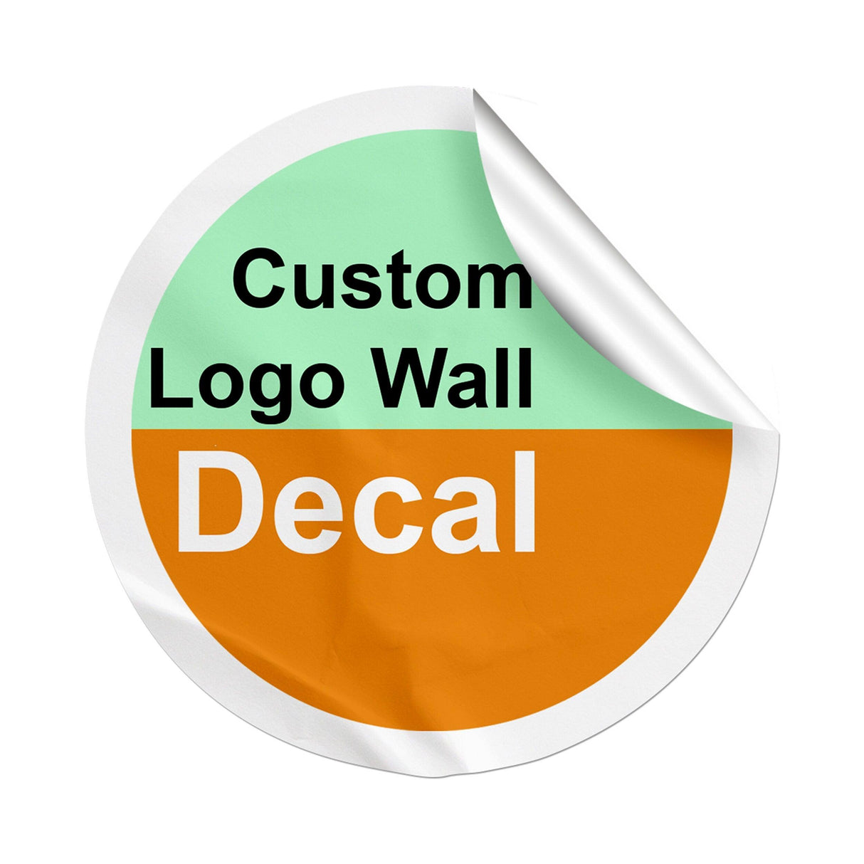 Custom logo wall decal design showcasing vibrant orange and teal colors for personalized home decor.