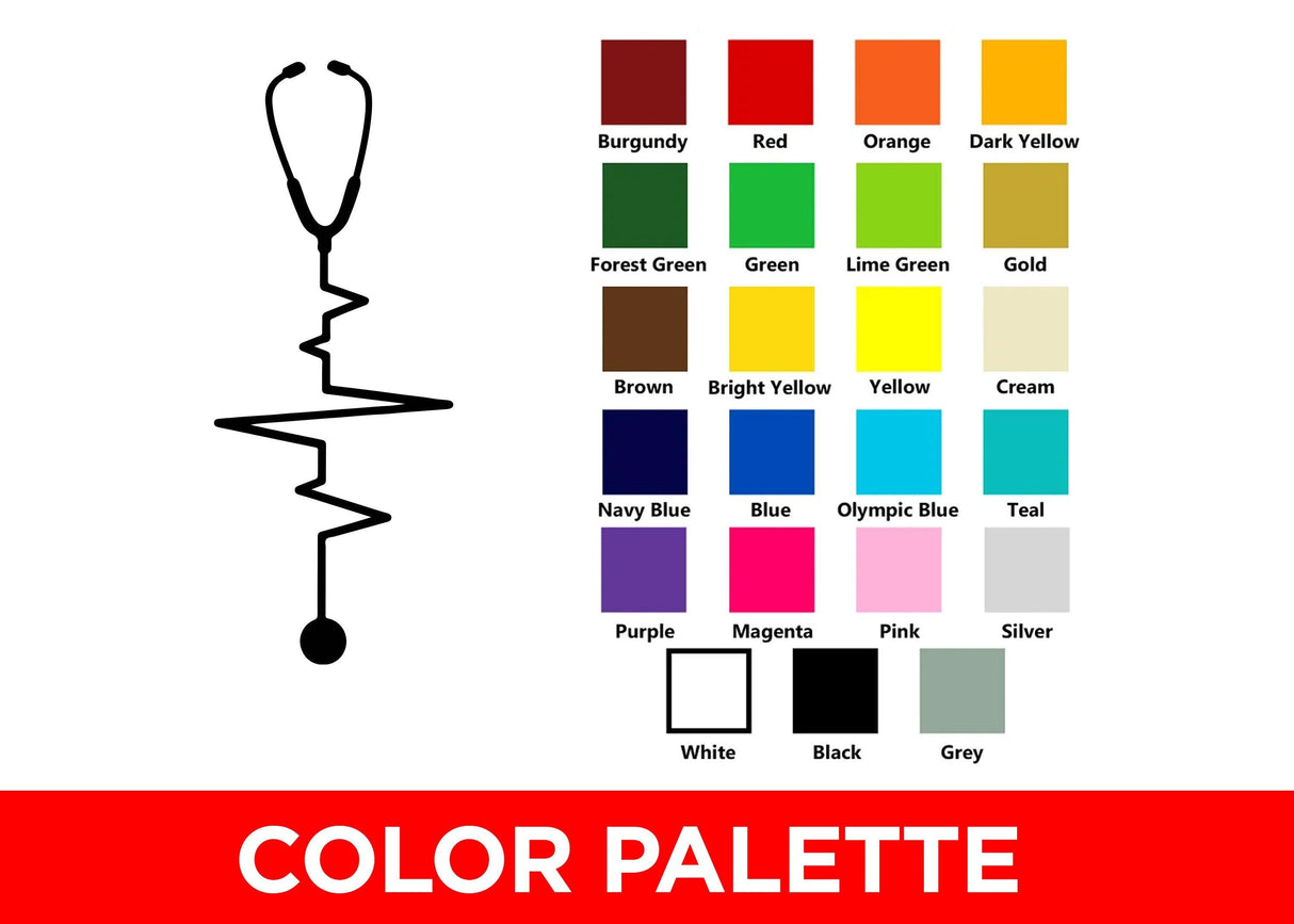 Color palette for Emt Paramedic Wall Sticker featuring stethoscope design and various color options.