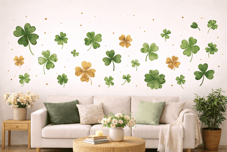 St. Patrick's Day wall decor with green stickers