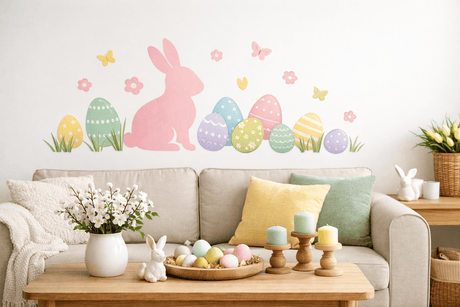 Easter wall decor with pastel peel-and-stick art