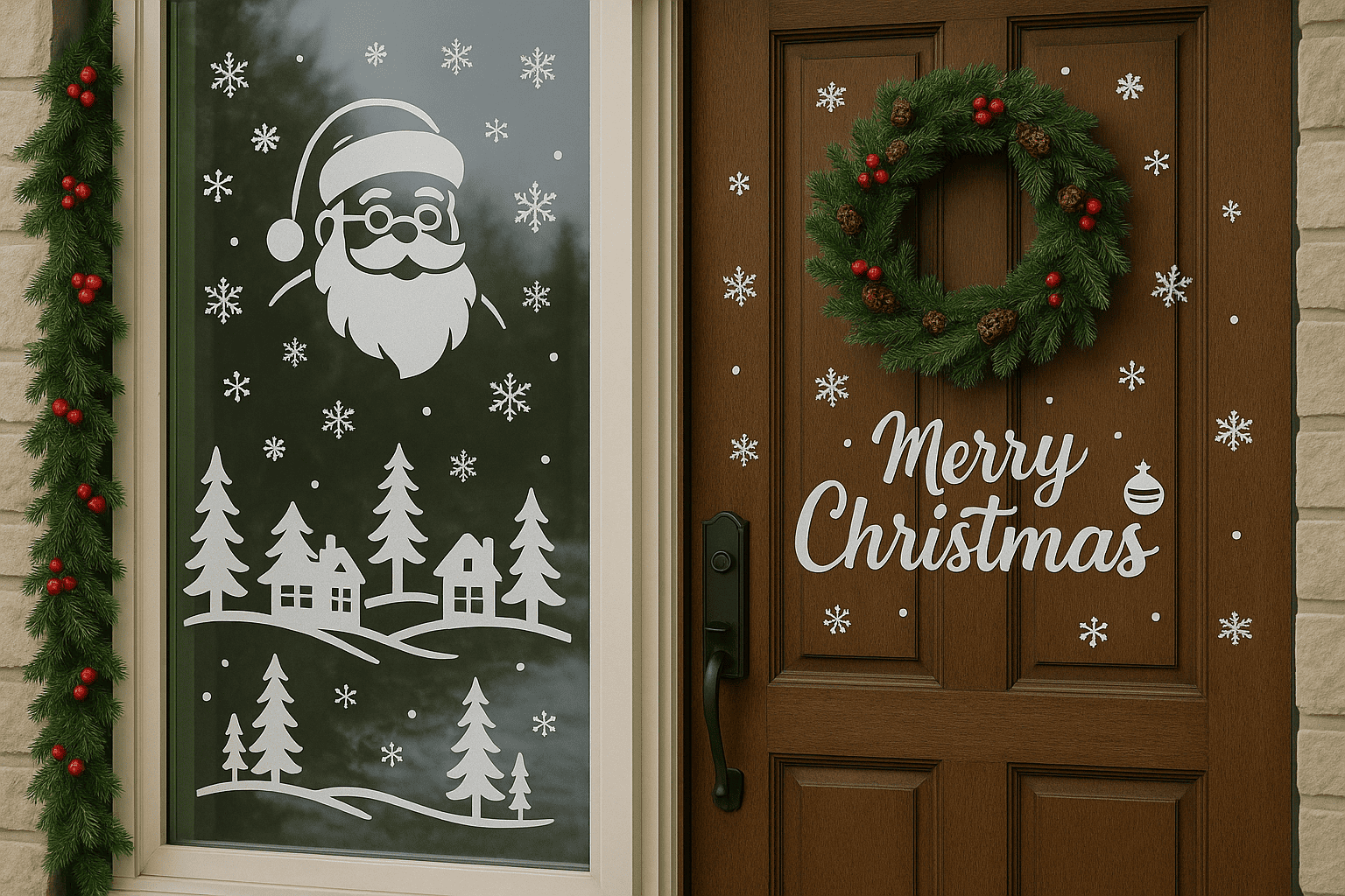 Christmas window stickers and door decal planning