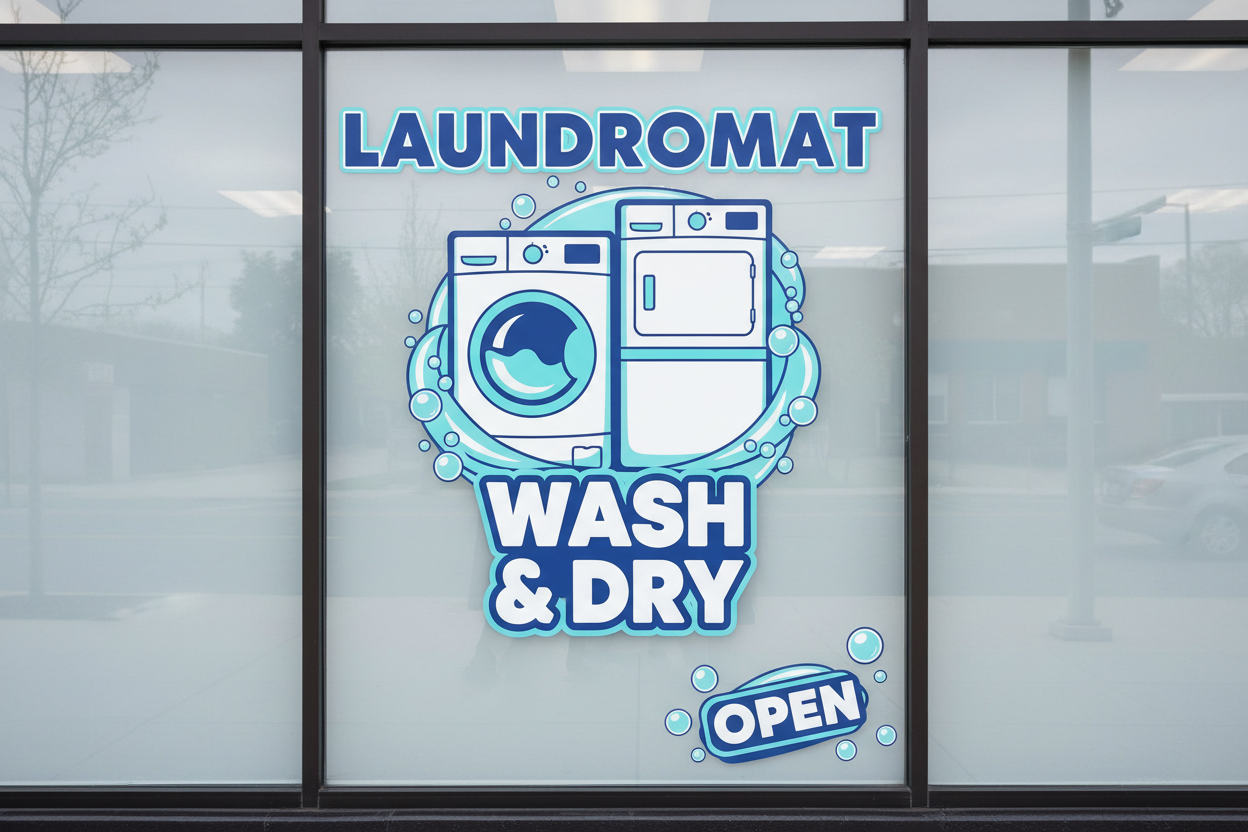 Laundromat Window Decals