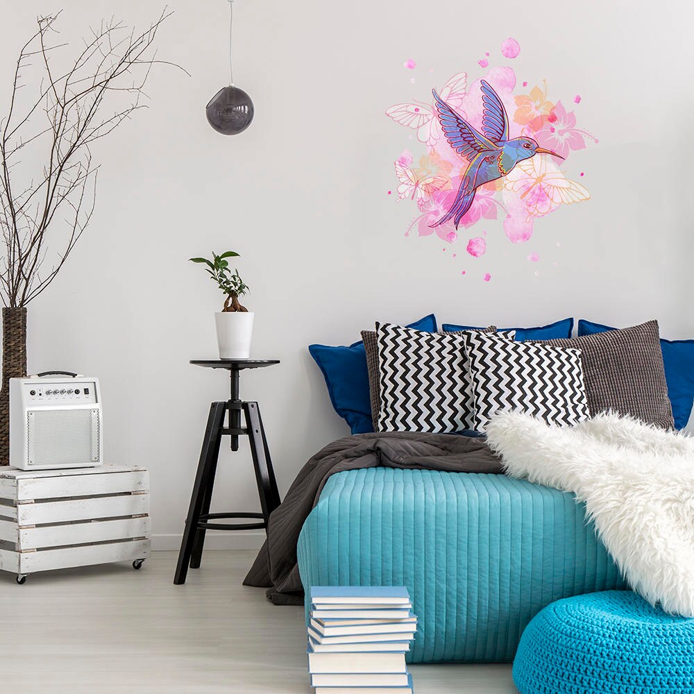 Hummingbird Wall Vinyl Sticker - Colibri Art Decor Humming Bird Cute Colorful Home Decal Gift