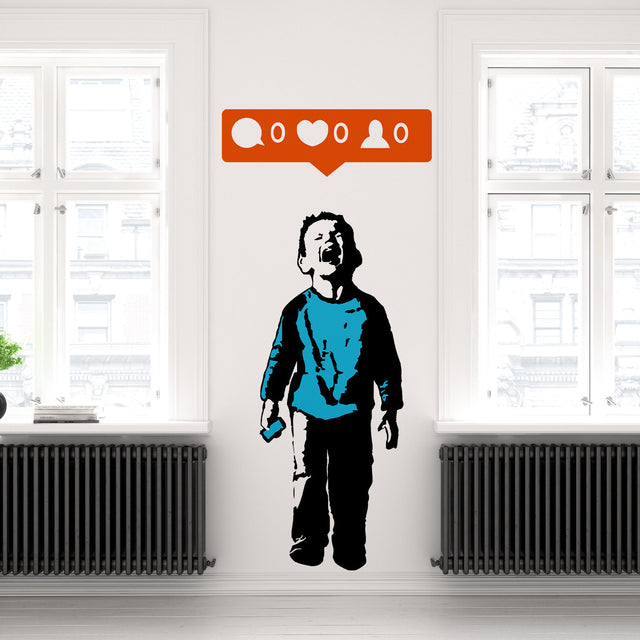 Banksy Crying Boy Wall Sticker - Street Art Graffiti Social Media Decal