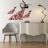 Banksy Vinyl Wall Decal Helicopter with Hearts - Street Art Graffiti Helicopters Decor Sticker