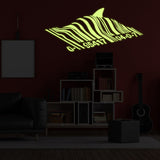 Glow In Dark Banksy Barcode Shark Wall Sticker - Night Glowing Swimming Fish Under Bar Code Vinyl Decal