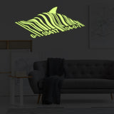 Glow In Dark Banksy Barcode Shark Wall Sticker - Night Glowing Swimming Fish Under Bar Code Vinyl Decal