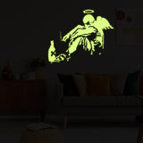 Glow In Dark Banksy Fallen Angel Wall Sticker - Night Glowing Giant Street Graffiti Wings Vinyl Decal