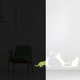 Glow In Dark Big Cat Wall Sticker - Furry Kitten Cute Kitty Vinyl Pet Silhouette Decal