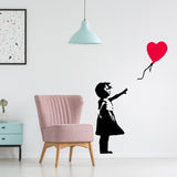 Banksy Girl With Heart Balloon Wall Sticker - Vinyl Baloon Hot Air Decal