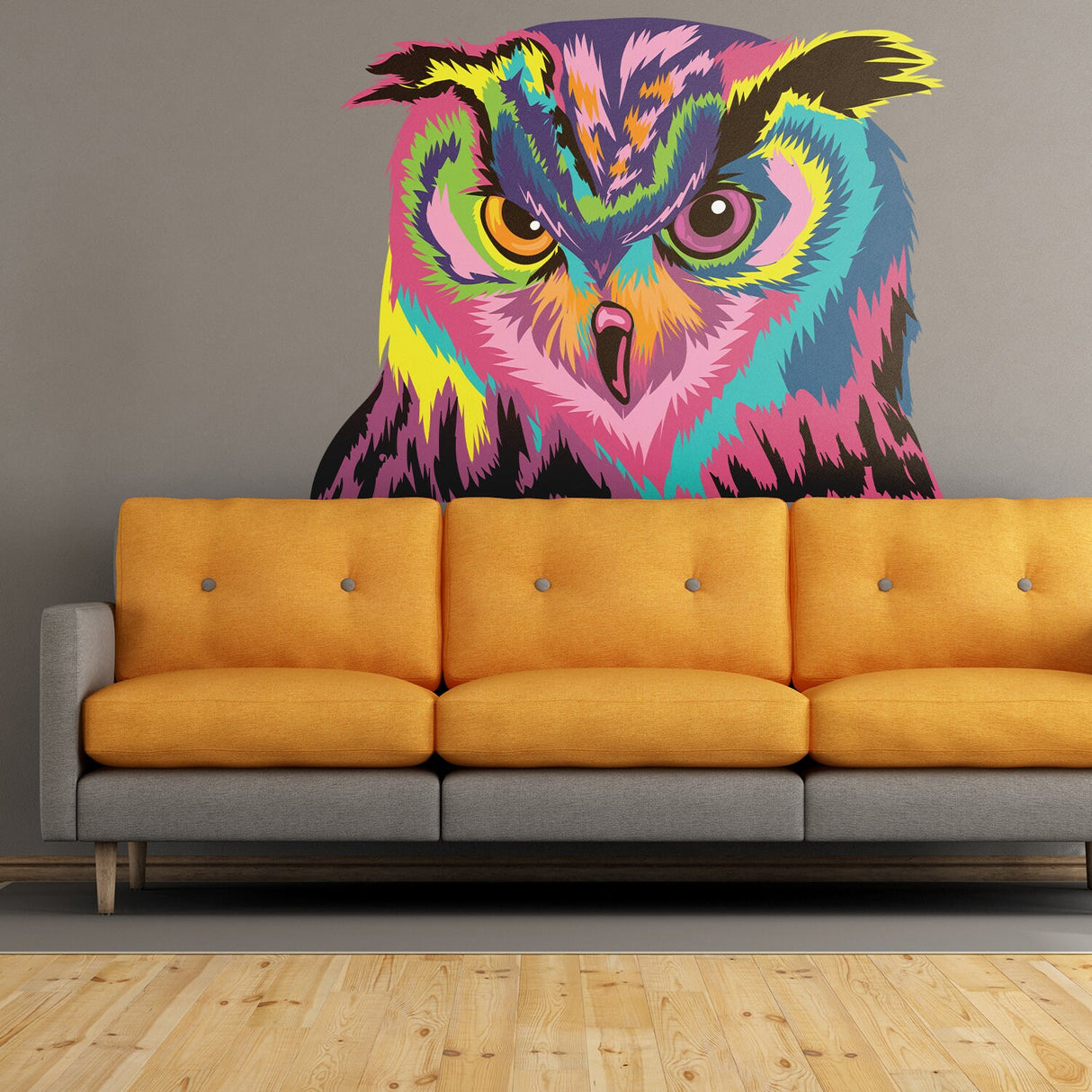 Colorful Owl Wall Sticker - Cute Bird Gift Vinyl Art Decor Decal