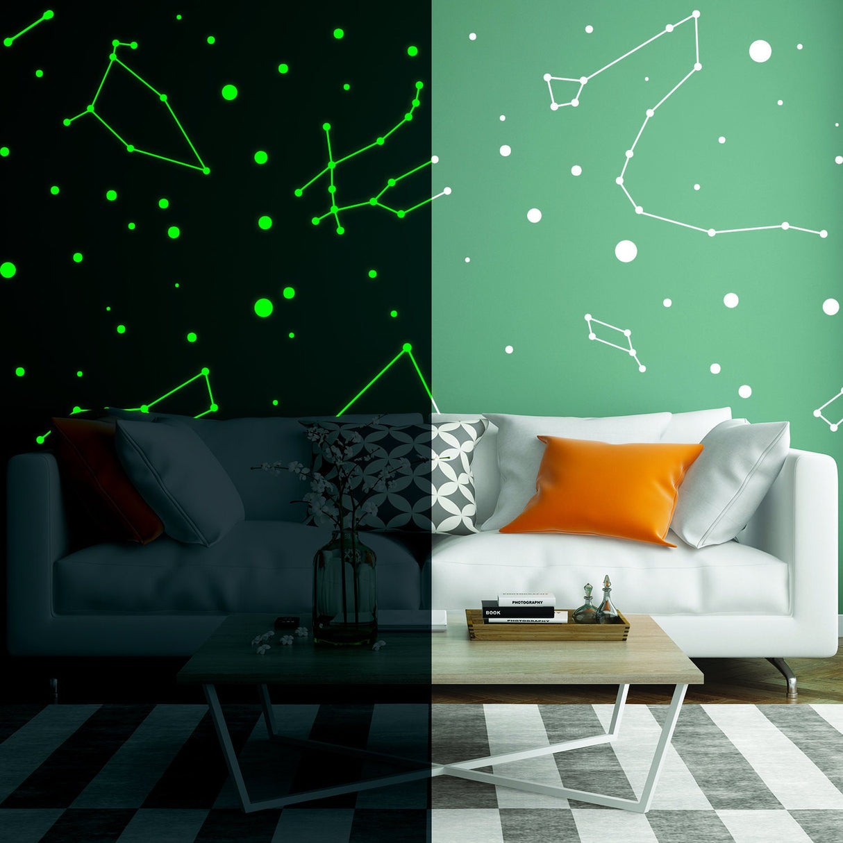 225x Glow In Dark Zodiac Star Wall Sticker - Nursery Ceiling Glowing Vinyl Luminous Decor Decal