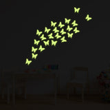 24x The Flying Butterfly Glow At Night Decal - Glowing Vinyl In Dark Sticker Butterflies