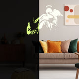 Glow In Dark Banksy Fallen Angel Wall Sticker - Night Glowing Giant Street Graffiti Wings Vinyl Decal