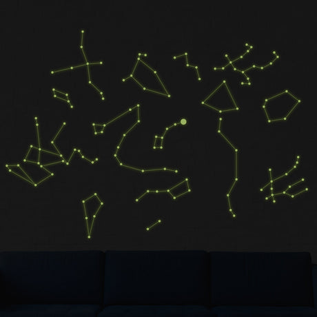 Glowing Vinyl Ceiling Decal Star Map with Lines - Glow in the Dark Constellations Sticker