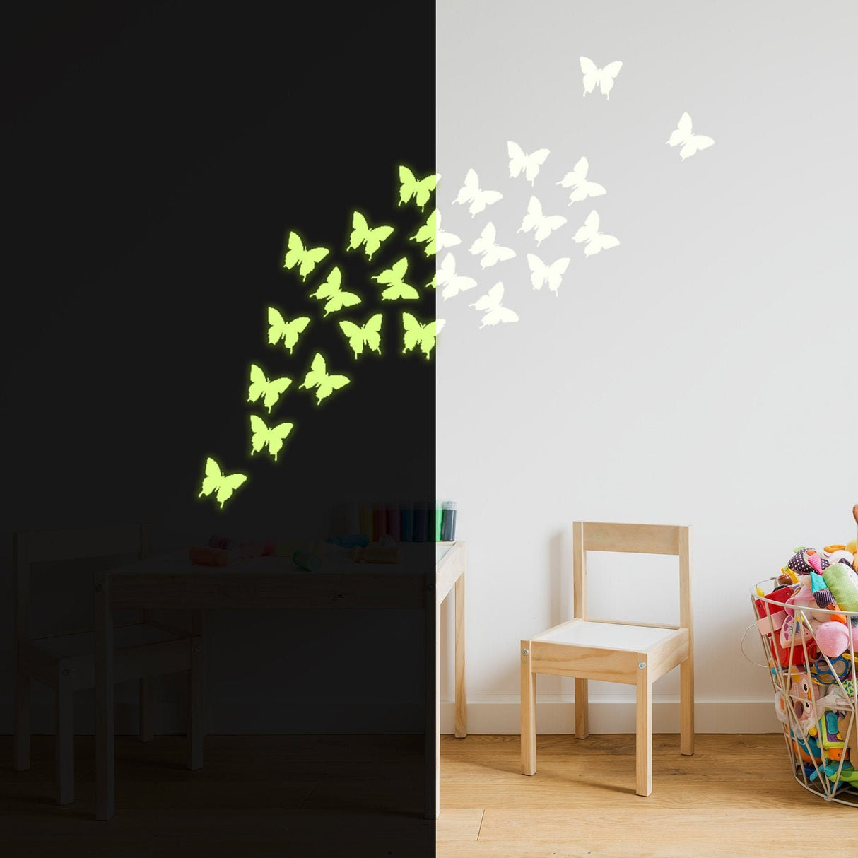 24x The Flying Butterfly Glow At Night Decal - Glowing Vinyl In Dark Sticker Butterflies