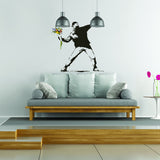 Banksy Flower Throw Wall Vinyl Sticker - Thrower Art Gift Decal