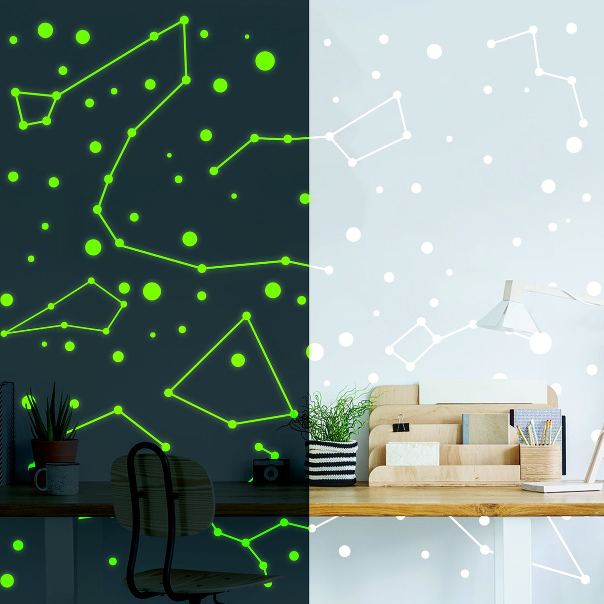 225x Glow In Dark Zodiac Star Wall Sticker - Nursery Ceiling Glowing Vinyl Luminous Decor Decal