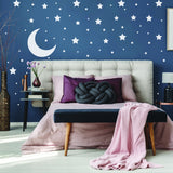 220x White Stars Wall Stickers - Moon Decor Vinyl Decals For Boy Girl Baby Nursery Kid Room