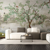 Toile Bedroom Chinoiserie Wallpaper Garden Vintage Sticker - Grey Adhesive Wall Paper Print Home Decor