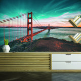California Golden Gate Bridge Wallpaper Sticker - Wall Cover Art San Francisco Vinyl Print Room Decal