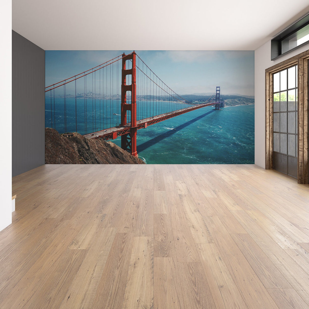 California Golden Gate Bridge Wallpaper Sticker - Wall Cover Art San Francisco Vinyl Print Room Decal