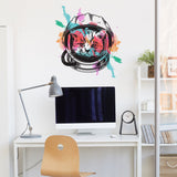 Space Cat Wall Art Decor Transfer Sticker - Funny Astronaut Kitten Decoration Decal