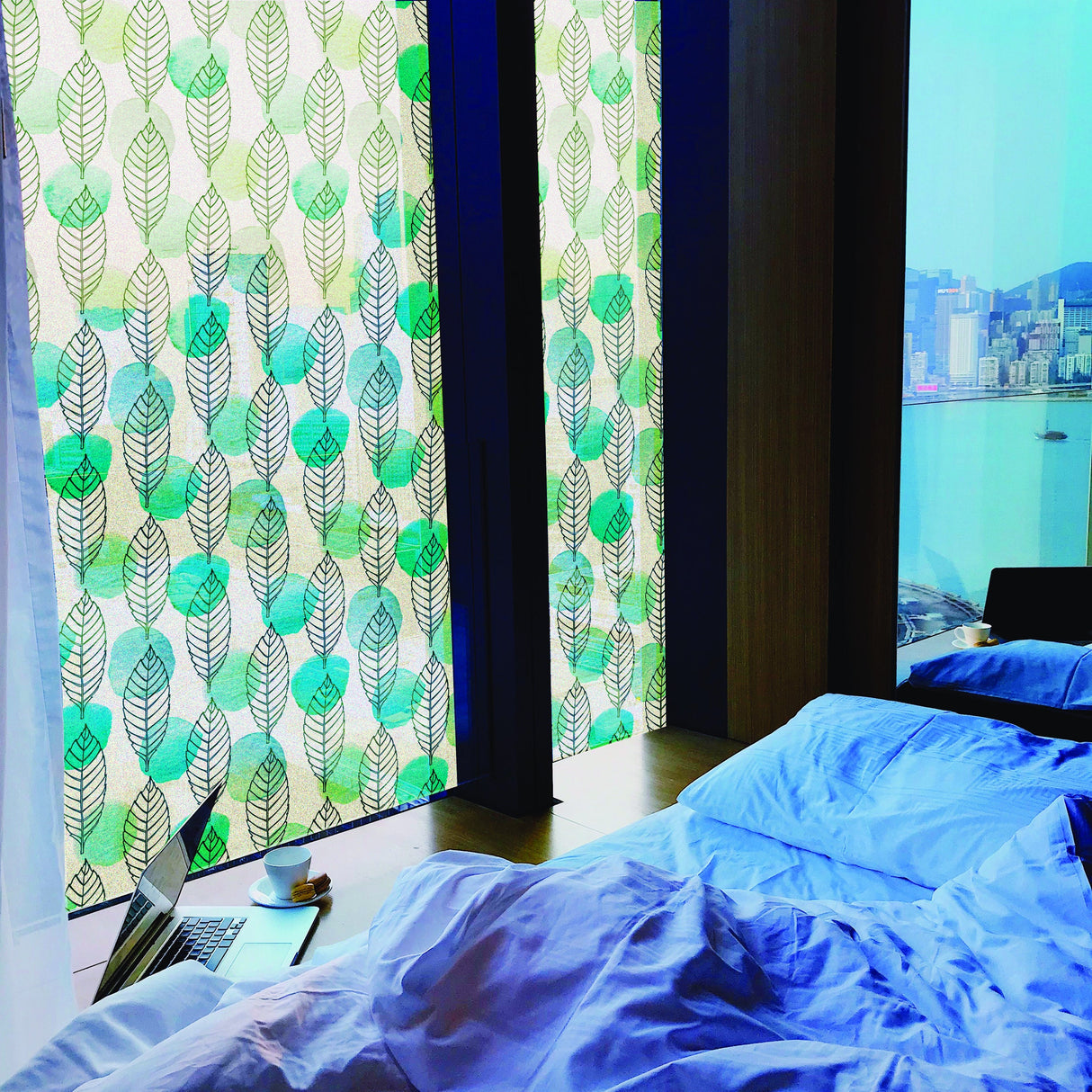 Leaf Window Privacy Glass Film - Frosted Etched Decorative Sticker For Covering Door