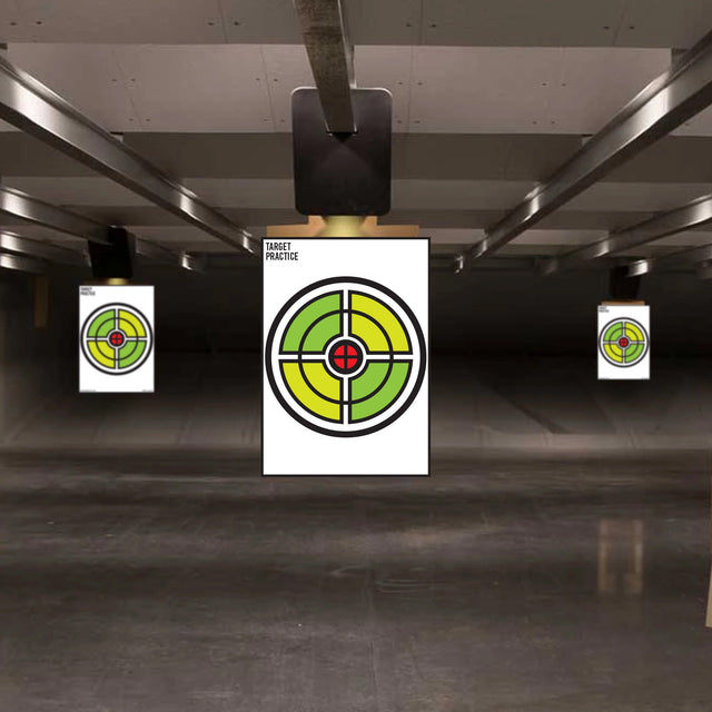 Concentric ring practice target poster shown as a standalone 16 × 24 inch sheet.