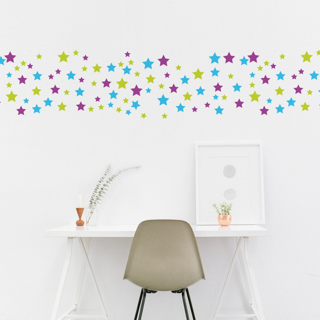60x Stars Decor Wall Decals For Nursery - Removable Star Vinyl Room Stickers