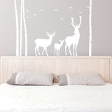 Deer Wildlife Wall Decal - Birch Tree Forest Moose Vinyl Sticker For Nursery Baby Kid Room Decor