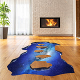 3D Floor Space Portal Hole Decal - Galaxy Art Sticker Decor For Kid Teen Living Room Bathroom