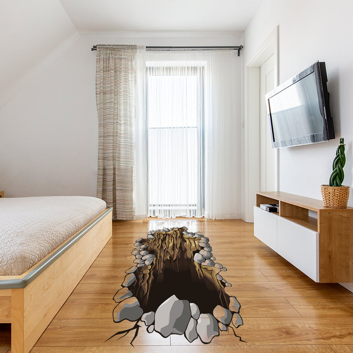 3d Floor Decal - Large Peel And Stick Portal Flooring Vinyl Sticker Decor For Kid Living Room