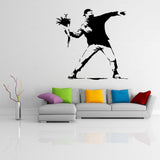 Banksy Flower Thrower Wall Decal - Street Art Graffiti Vinyl Decor Sticker