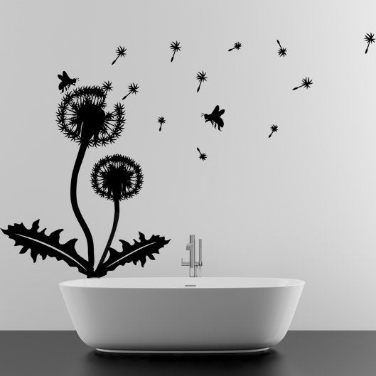Dandelion Wall Decor Decal - Large Flower Vinyl Art Sticker For Bedroom Living Room Bathroom
