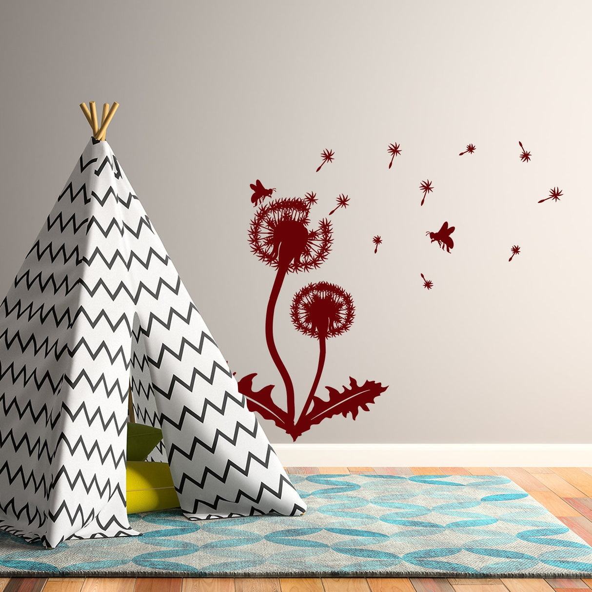 Dandelion Wall Decor Decal - Large Flower Vinyl Art Sticker For Bedroom Living Room Bathroom