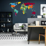World Map Wall Decal - Large Vinyl Sticker Of The Giant Travel Globe For Bedroom Living Room Decor