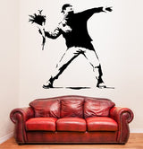 Banksy Flower Thrower Wall Decal - Street Art Graffiti Vinyl Decor Sticker