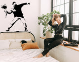Banksy Flower Thrower Wall Decal - Street Art Graffiti Vinyl Decor Sticker
