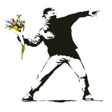 Banksy Flower Thrower Wall Decal - Street Art Graffiti Vinyl Decor Sticker