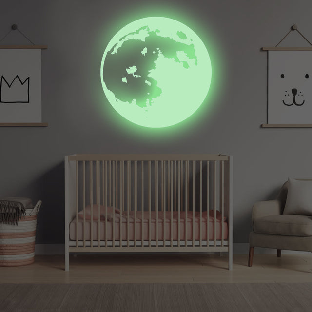 Glow In The Dark Moon Wall Sticker - Glowing Ceiling Decal For Kid Room Bedroom The Light Decor
