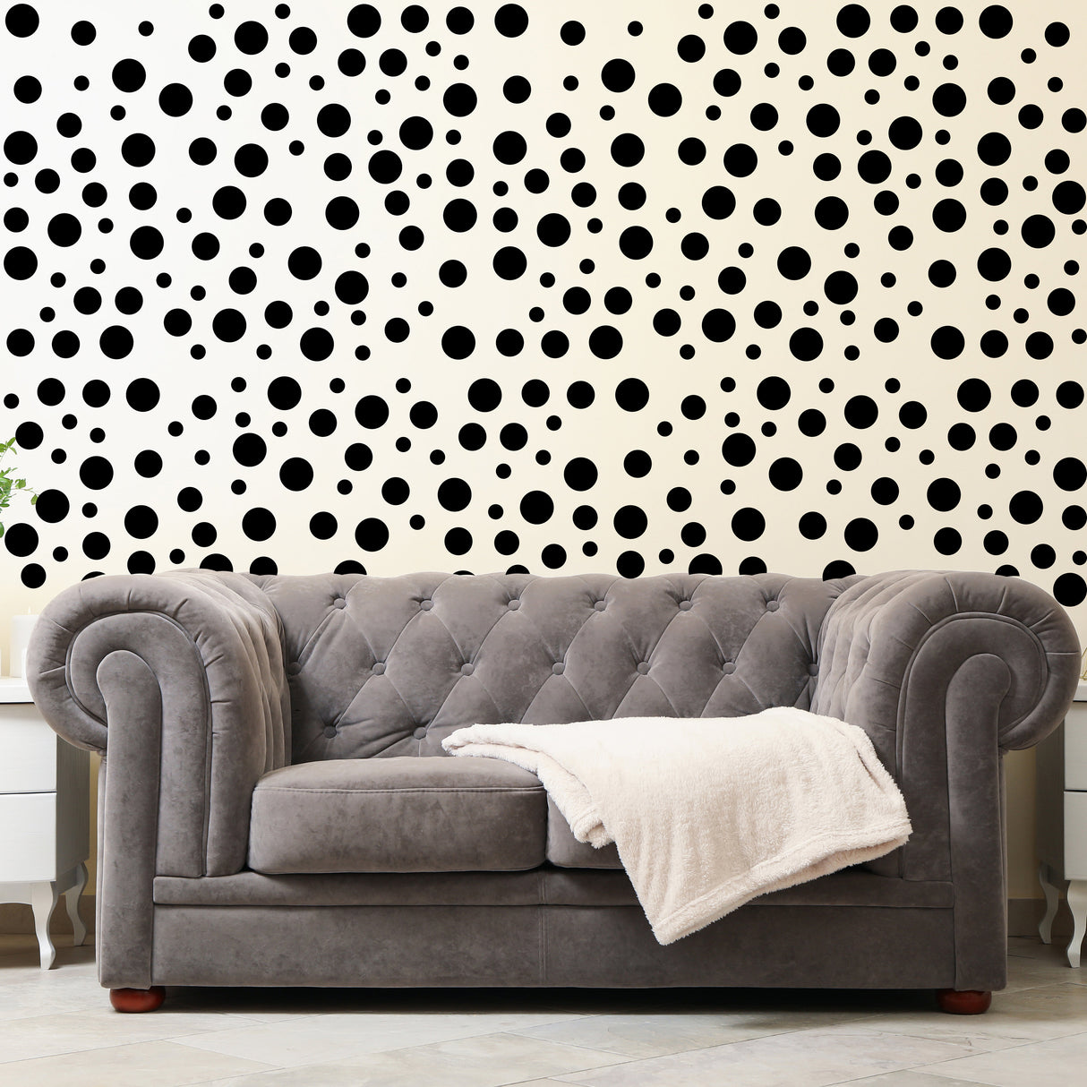 Polka Dots Wall Decals - Black Circle Wallpaper Vinyl Stickers For Girl Room Baby Kid Decor Bedroom