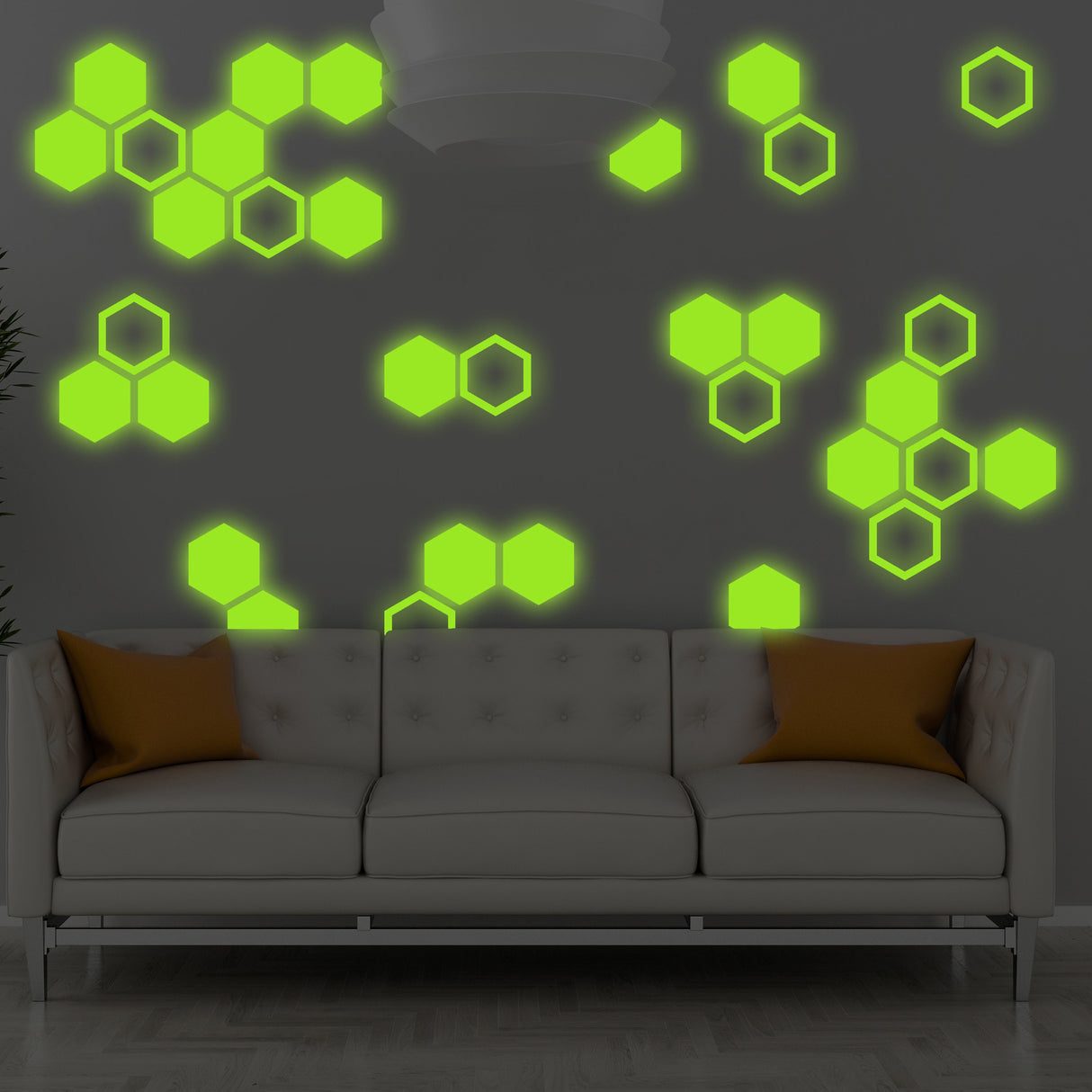 50x Glow In Dark Honeycomb Wall Decals Decor - Nigh Light Geometric Hexagon Stickers