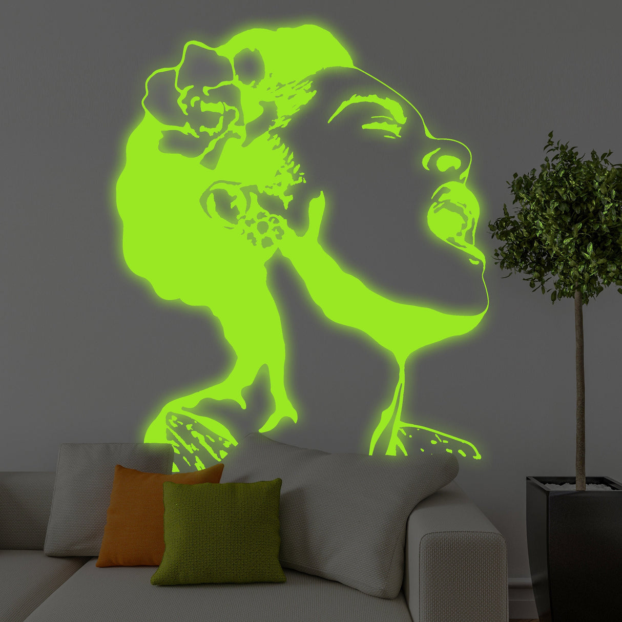 Glow In Dark Life Is Beautiful Banksy Street Art Wall Decal - Night Light Glowing Neon Singing Woman Sticker