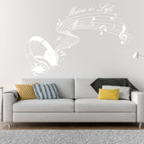Glow In Dark Music Is Life Wall Sticker - Nigh Light Note Quote Decor Art Vinyl Decal
