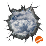 3d Ceiling Sticker - Blue Sky Porthole Decoration Wall Decal For Bedroom