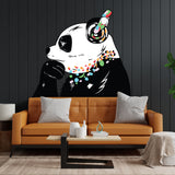 Panda Wall Art Sticker - Thinking Dj Panda Bear Head Headphones Vinyl Decal