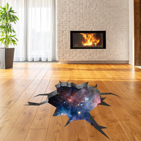 3d Effect Deep Space Wall Sticker - Outer Galaxy Floor Art Decor Mural Porthole Tunnel View Printed Decal