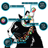 Cat Wall Art Sticker - Thinking Dj Kitten Head Headphones Vinyl Decal