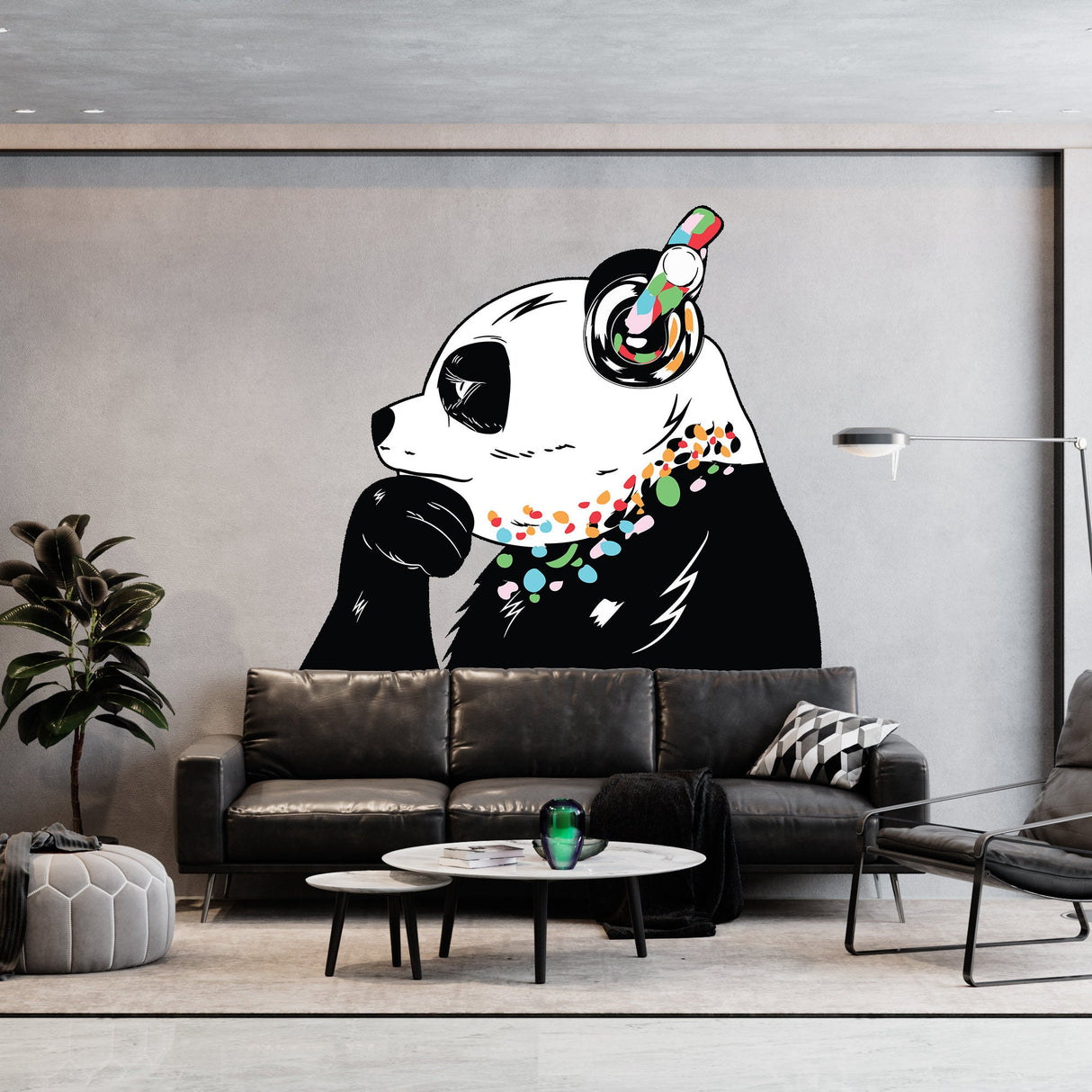 Thinking Panda Sticker - Inspired by Banksy Art Vinyl Dj Baksy Wall Decal